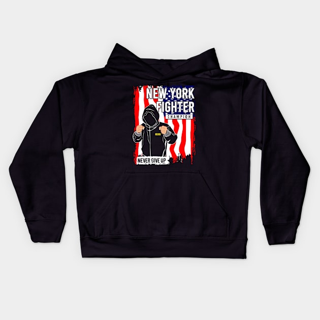 New York city Fighter Champion Kids Hoodie by Mako Design 